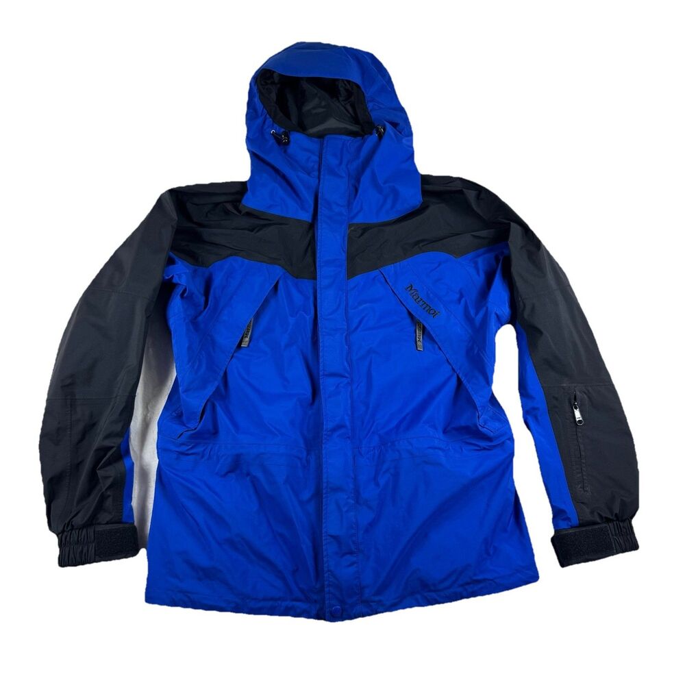 Vintage Marmot Gore-Tex XCR Hooded Jacket Men's Medium Waterproof Snow Ski Blue